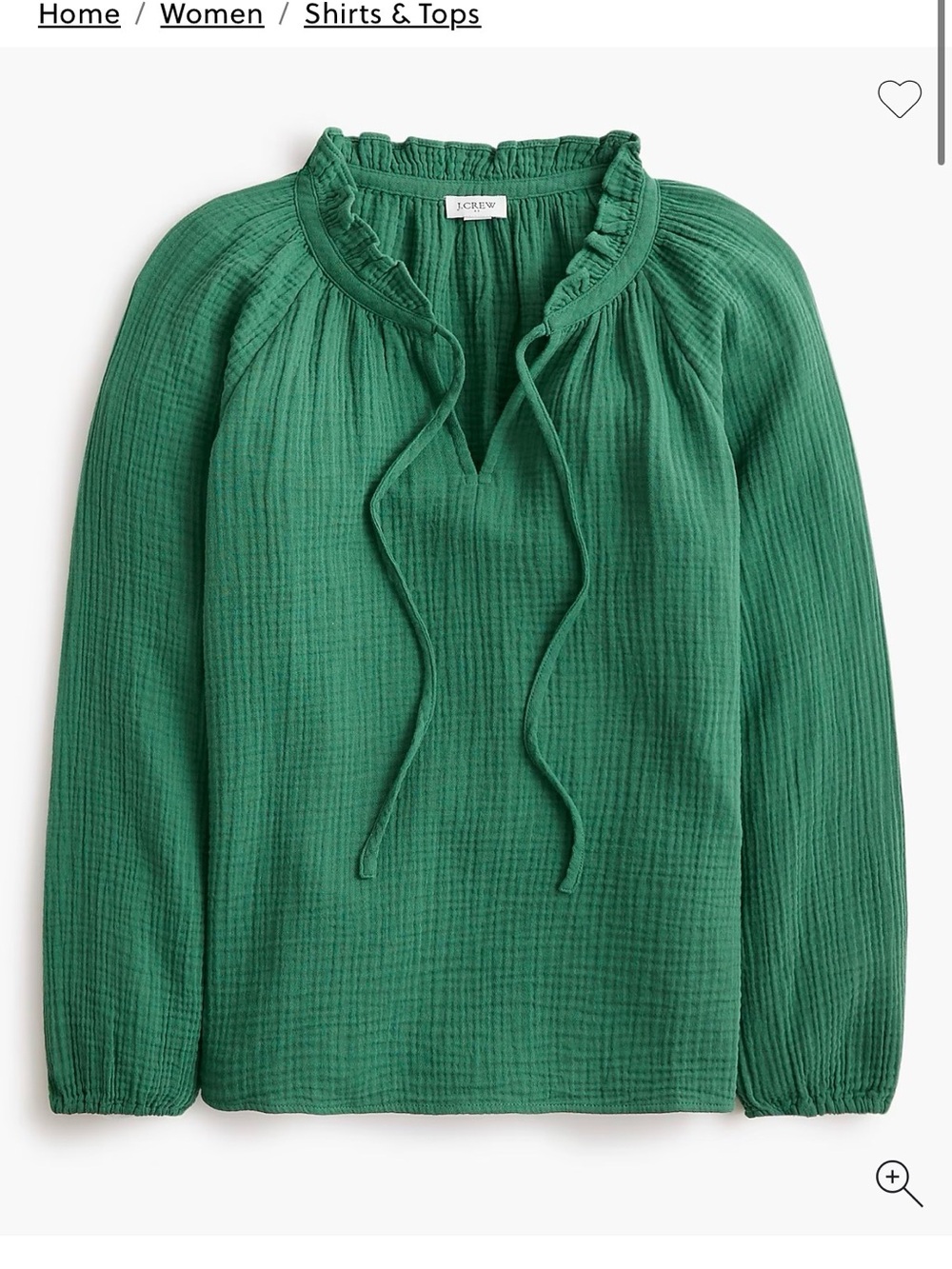 J. Crew Teal Green Long-Sleeve gauze Top XS NWT